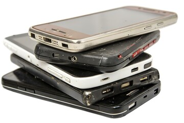 Pile of old cell phones