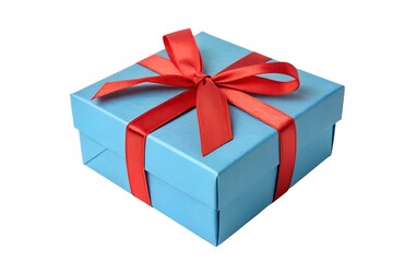 Obraz premium Blue Gift Box with Red Ribbon