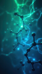 Magnesium Glycinate molecular structure with neon lights.