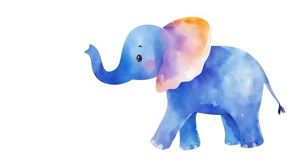 Fototapeta premium design cute animal with water color style in white background isolated on white,remain space between border each corner 
