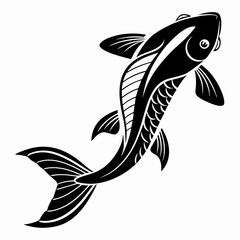 Naklejka premium guppy black silhouette icon vector