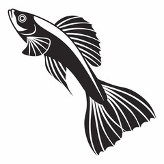 guppy black silhouette icon vector