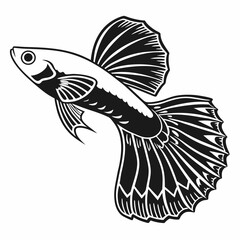 guppy black silhouette icon vector