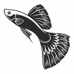 guppy black silhouette icon vector