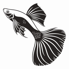 guppy black silhouette icon vector