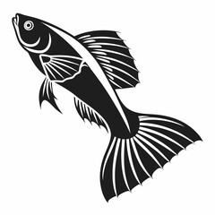 guppy black silhouette icon vector