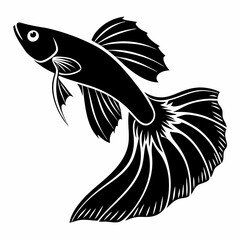 guppy black silhouette icon vector