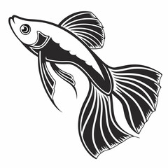 guppy black silhouette icon vector