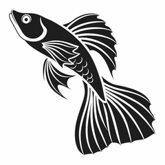 guppy black silhouette icon vector