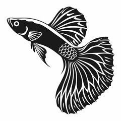 guppy black silhouette icon vector