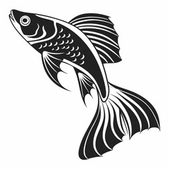 guppy black silhouette icon vector