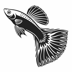guppy black silhouette icon vector