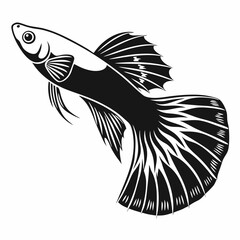 guppy black silhouette icon vector