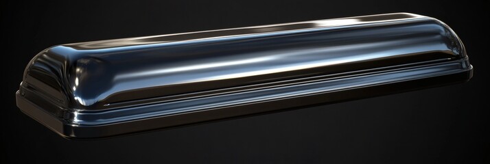 Sleek chrome casing for a modern equipment with reflections and shine