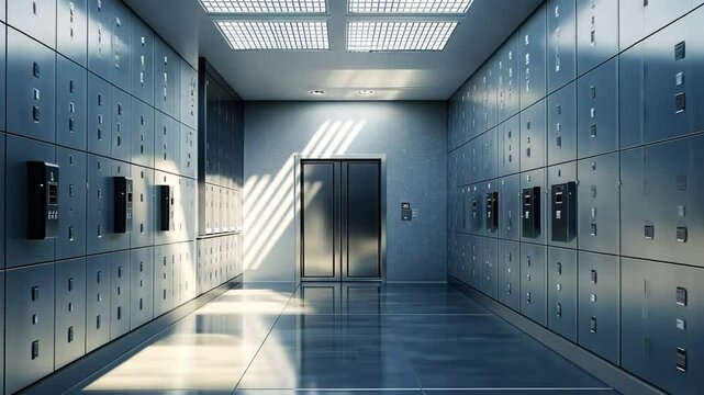 Metallic Corridor of Secure Storage Units