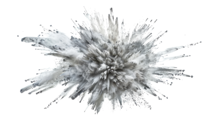 White powder exploding creating a big splash on transparent background