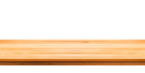 Empty wood counter or wooden table isolated on transparent background for product display presentation, png file
