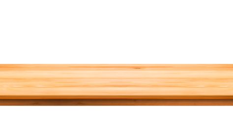 Empty wood counter or wooden table isolated on transparent background for product display presentation, png file