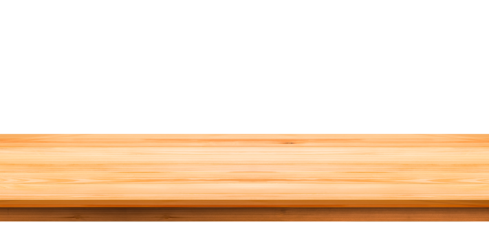 Empty wood counter or wooden table isolated on transparent background for product display presentation, png file