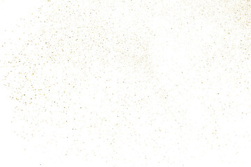 Gold texture pattern on transparent background. Old paper surface. Light golden confetti. Yellow Illustration backdrop. PNG design element.