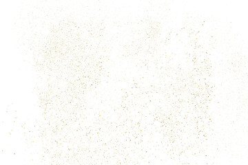 Gold texture pattern on transparent background. Old paper surface. Light golden confetti. Yellow Illustration backdrop. PNG design element.