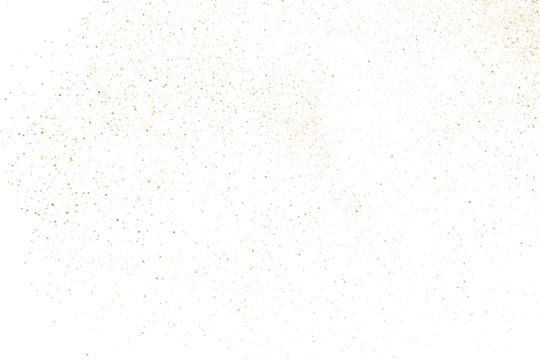 Gold texture pattern on transparent background. Old paper surface. Light golden confetti. Yellow Illustration backdrop. PNG design element.