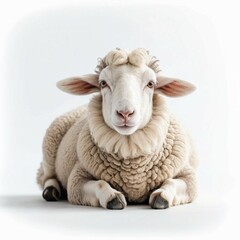 Fototapeta premium Adorable Baby Sheep Posing Against a Pure White Background