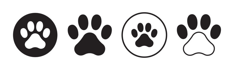 Fototapeta premium Dog or cat paw print. Footprint symbol. Vector illustration eps 10