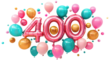 Four hundredth anniversary balloons floating with transparent background