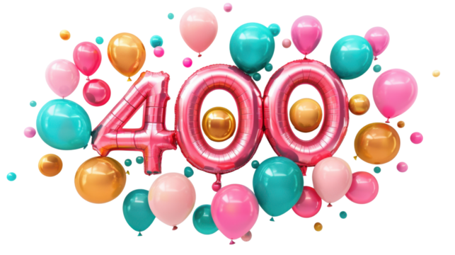Four hundredth anniversary balloons floating with transparent background