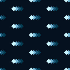 Seamless pattern featuring rows of overlapping blue diamonds creating a gradient effect against a dark background