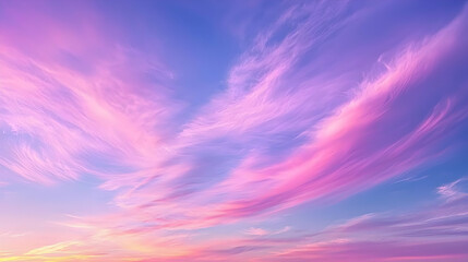 Obraz premium Pastel Pink And Purple Sunset Sky With Clouds