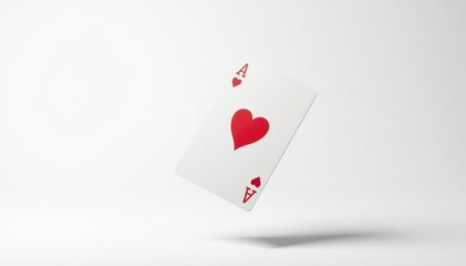 Fototapeta na wymiar Close-up of a single playing card flipped mid-air, isolated on white background , airborne, jack, hearts
