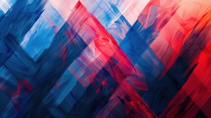 Vibrant Red and Blue Herringbone Doodle Pattern - Double Exposure with Ambient Light in Centered Composition
