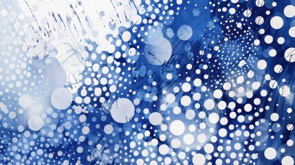 Whimsical Doodle Double Exposure on White and Royal Blue Background with Polka Dot Patterns and Triadic Color Scheme