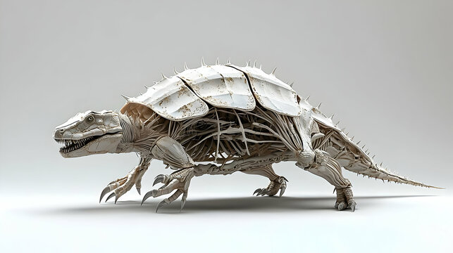 Pixelated Prehistoric Turtle Skeleton Illustration