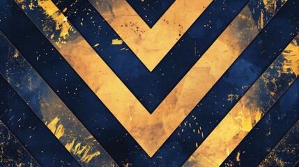 Grunge Yellow and Black Chevron Pattern with Distressed Texture