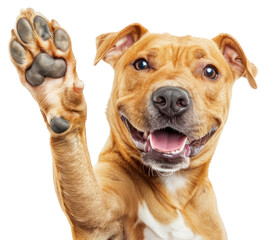 Obraz premium PNG A cute dog in a high-five pose expression animal happy.