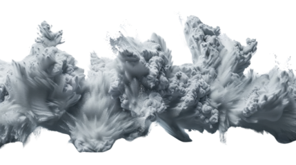 White powder exploding creating a big cloud on transparent background