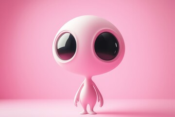 A charming cartoon alien with oversized eyes.