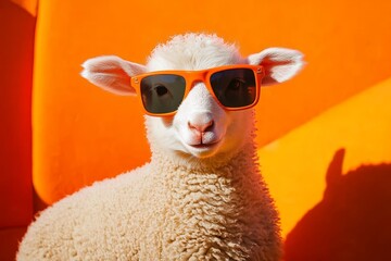 A trendy young lamb showcasing its cool summer look.