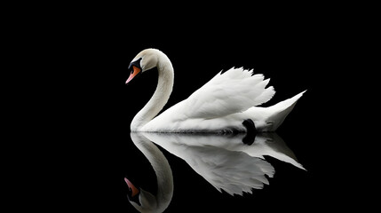Fototapeta premium Elegant White Swan On Black Background