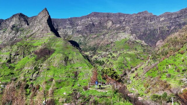 Aerial Panorama of Miradouro do Pico da Murta&nbsp;in&nbsp;Madeira Island, Portugal