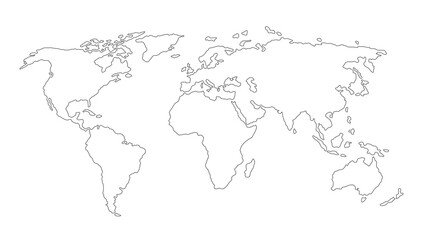 World map. Outline silhouette vector illustration