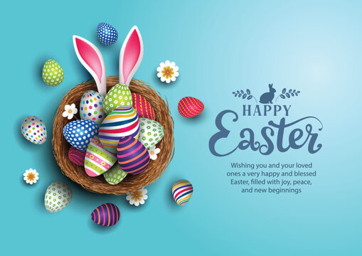 Happy easter greetings. vector illustration design