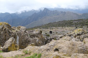 Mountain scenery around  Shira Cave Camp, Kilimanjaro, Machame Route, Tanzania