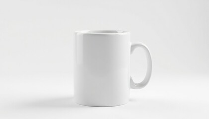 Obraz premium One white ceramic mug isolated on white backdrop, elegant, life