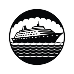 Cruise ship vector illustration icon of a liner sailing the ocean, a nautical transport for summer vacation travel