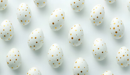 Easter eggs background white with gold dots holiday spring celebration festive decoration pattern design 100