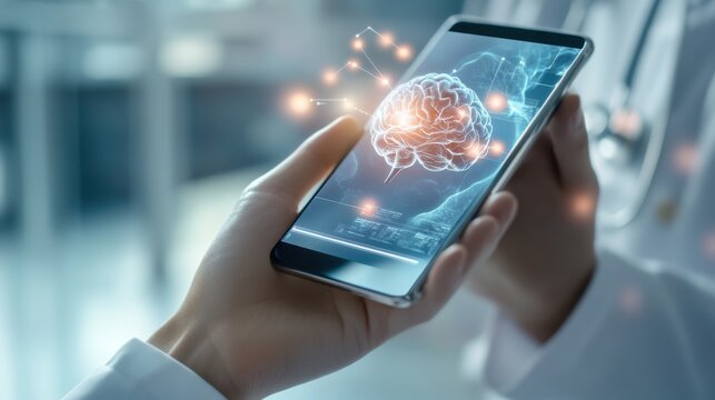 An AI powered mental health chatbot providing personalized support and coping strategies based on user input, Healthcare technology style, photo of